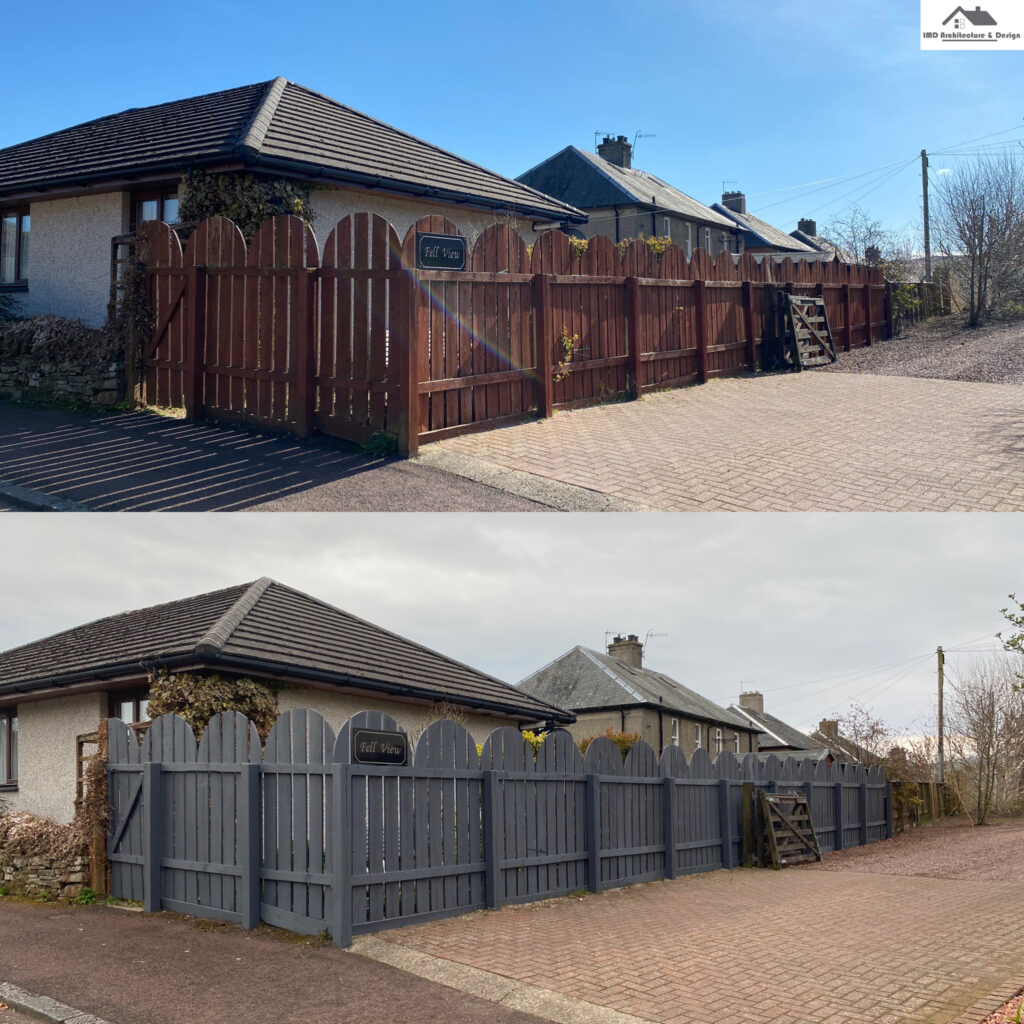 before and after silver copse fence paint IMD Architecture & Design