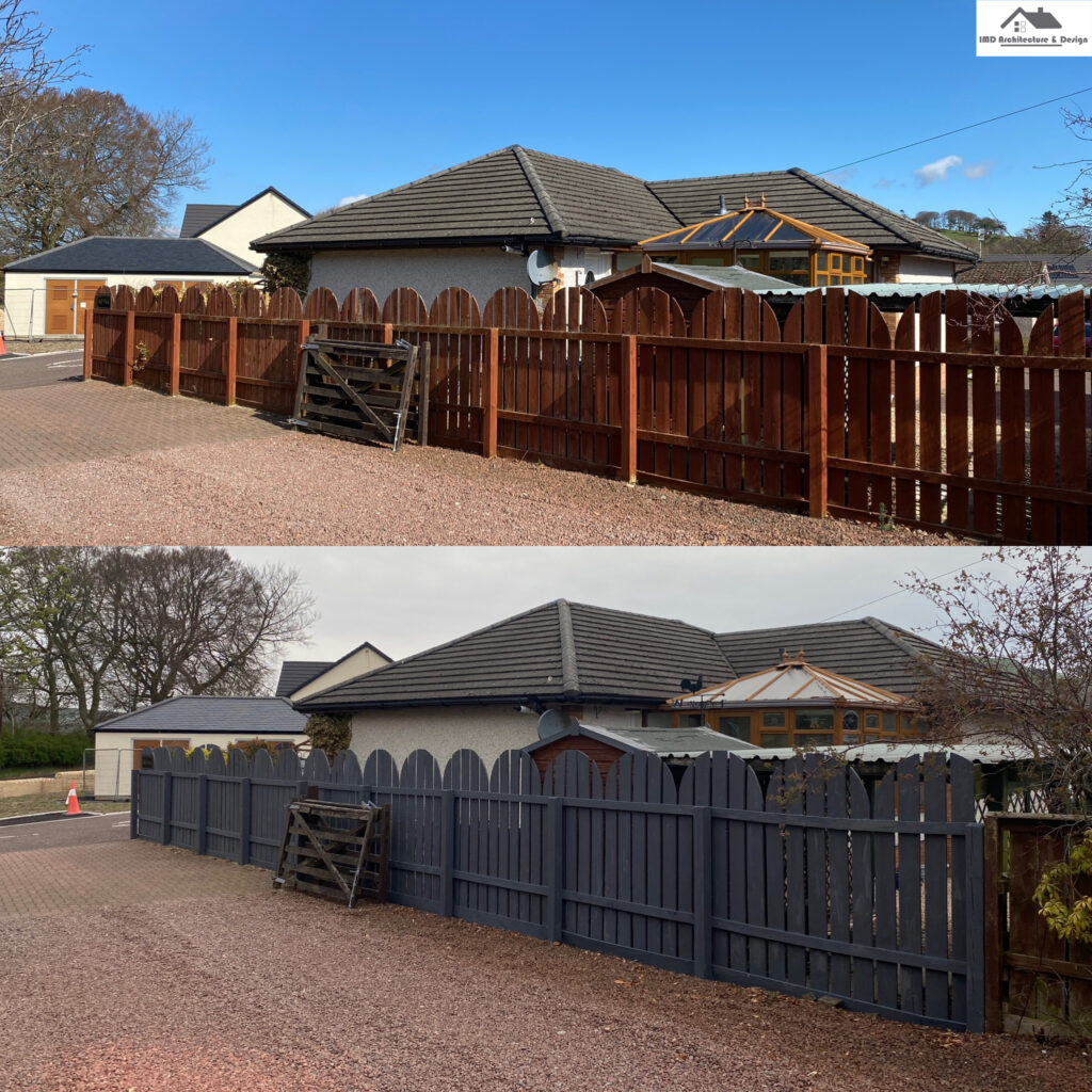 before and after silver copse fence paint IMD Architecture & Design